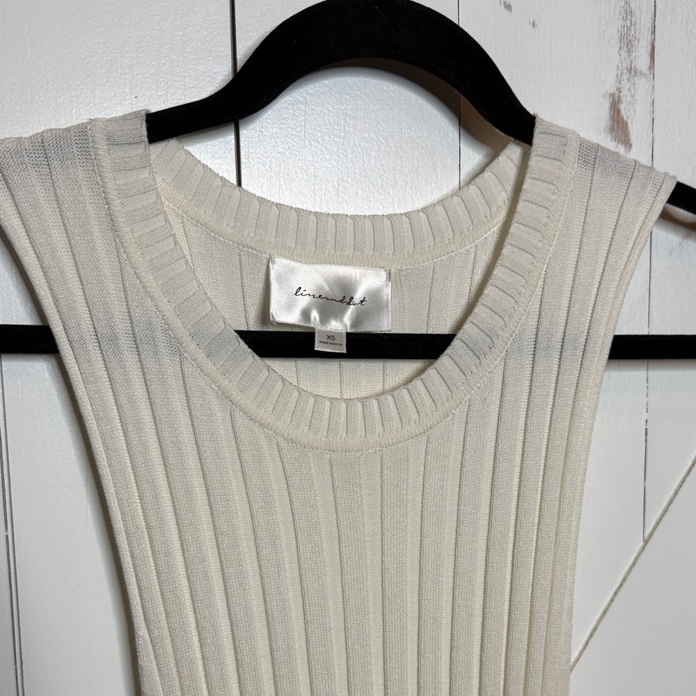 Revolve Ribbed Asymmetrical Dress in Creamy White - Picture 9 of 10